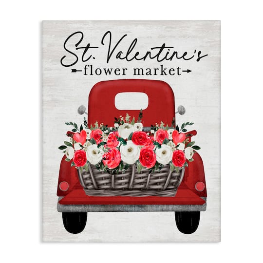Stupell Industries St. Valentine's Flower Market Truck Canvas Wall Art
